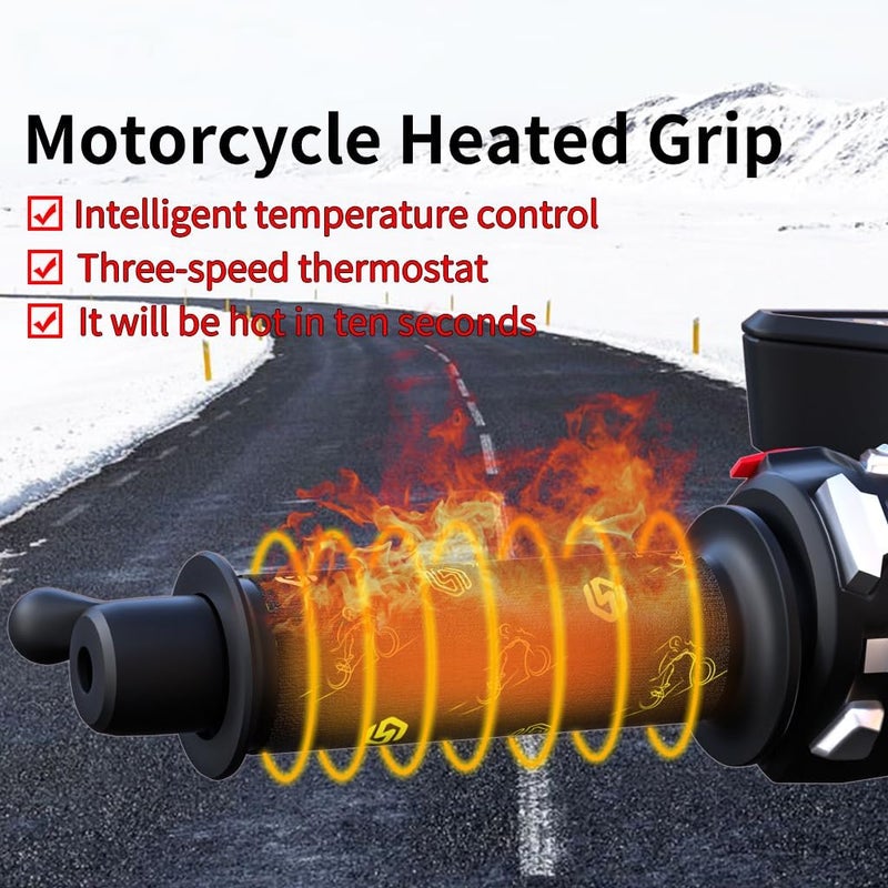 OXWIND Heated Grips Cover, Motorcycle Heated Handlebar Warmers, Universal 12V Grip Heaters for Harley Motorcycle Dirt Bike Street Bike ATV 4 Wheeler - Easy to Install - Image 2